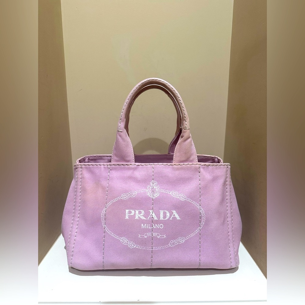 Prada Canapa Light Pink Canvas Large Tote